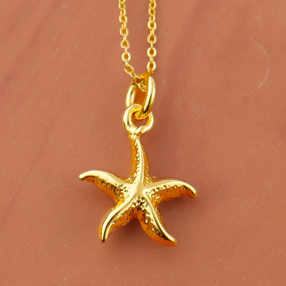 Italy Elegant Gold Plated Stars Shape Chain Necklace Charms Earrings for Women Jewelry Set for Dating Wedding Christmas Gift