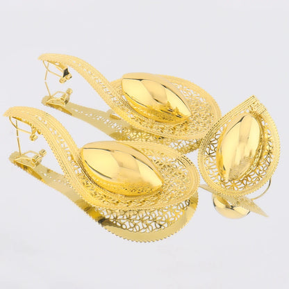 Vintage Gilding 2Pcs Jewelry Sets For Brazil Women Trendy Earrings and Ring Sets Gift For Party Wedding Anniversary Day