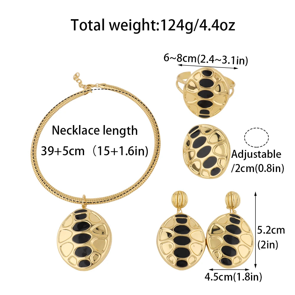 Luxury Color Female Jewelry Set Unique Design Earrings Necklace Dubai America Bangle Ring for Party Celebration Dressing