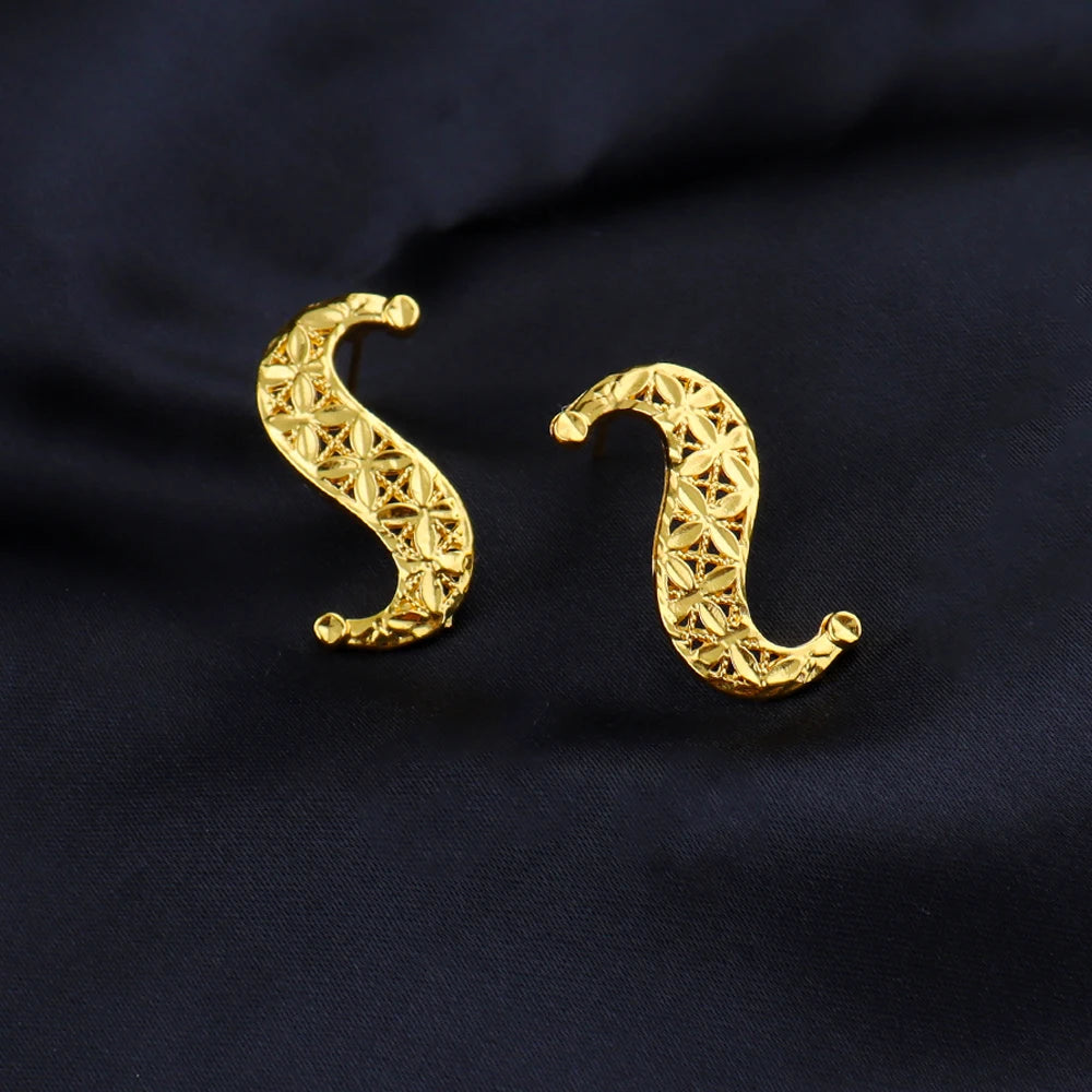 Eastern Luxury Jewlery Sets Dubai 24K Gold-plated Warped Geometry Necklace Earrings Daily Wear Wedding Anniversary Gift