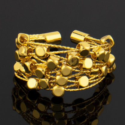 Ethiopia Dubai Little Pearl Women Jewelry Set Gold Color Arab Blange Hollow out Rings Apply For  Party Wedding Daily Wear Summer