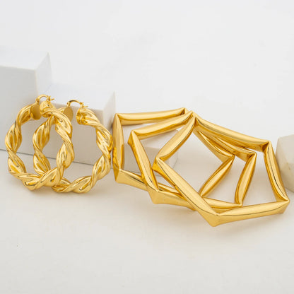Earrings with Bangle Jewelry Set for Women African Dubai Gold Color Hand Bangle Hoop Earrings Weddings Bride Jewellery Accessory