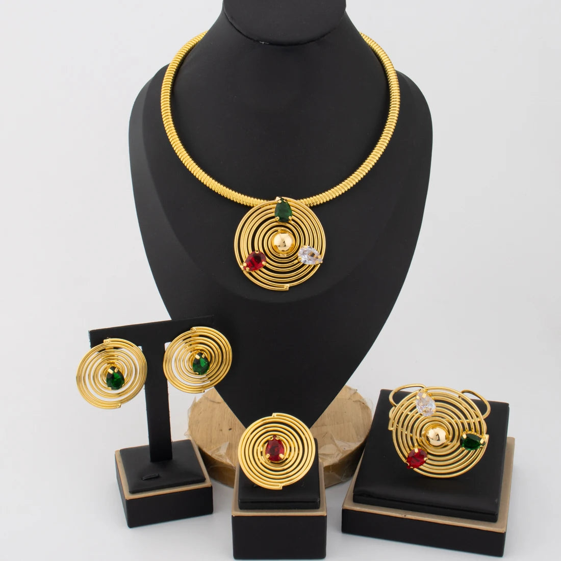 2025 Luxury-Plated Elegant Jewelry Set for Women – Necklace, Bracelet, Ring & Earrings, Noble Design Gift for Wedding