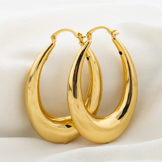 Fashion Hoop Earrings For Women 18k Gold Color Delicate Earrings Engagement Wedding Jewelry Elegant Thick Round Circle Jewellry