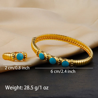 Mid-century  natural stone elastic bracelet, niche EU/US design, adjustable jewelry set for women, stone earring vibe