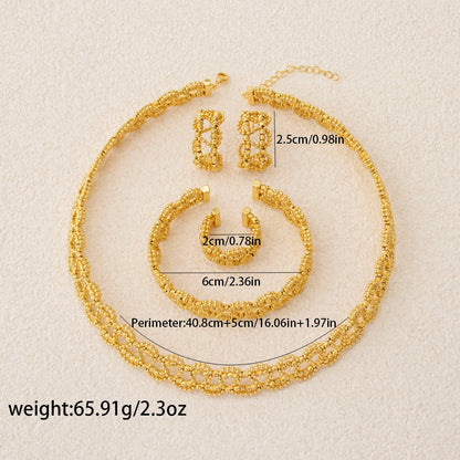 Jeweled 4-Piece Set Necklace Earrings Bracelet and Ring Handcrafted Water-Resistant and Hypoallergenic Fashionable Bridal Gifts