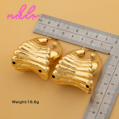 Fashion Simply Design Ear Vintage Large Earrings For Women Girls Copper Hoop Earrings Party Gifts Accessories Wholesale