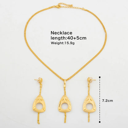 Dubai Earrings and Necklace Jewelry Set for African 18k Gold Color Drop Earrings with Pendant Necklace Jewelry Accessories Gifts