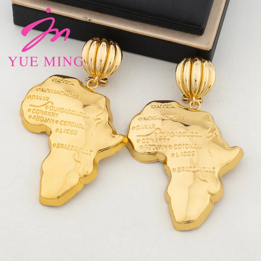 African Map Drop Earrings Women Gold Color Jewelry Wedding Party Originality Animal Earrings Ornaments Gift Jewellry Accessories