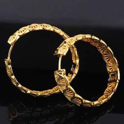 18k Golden Earrings Middle East hollowed-out Design Earrings For Women Wedding Birthday Proluxe Fine Jewelry Gifts