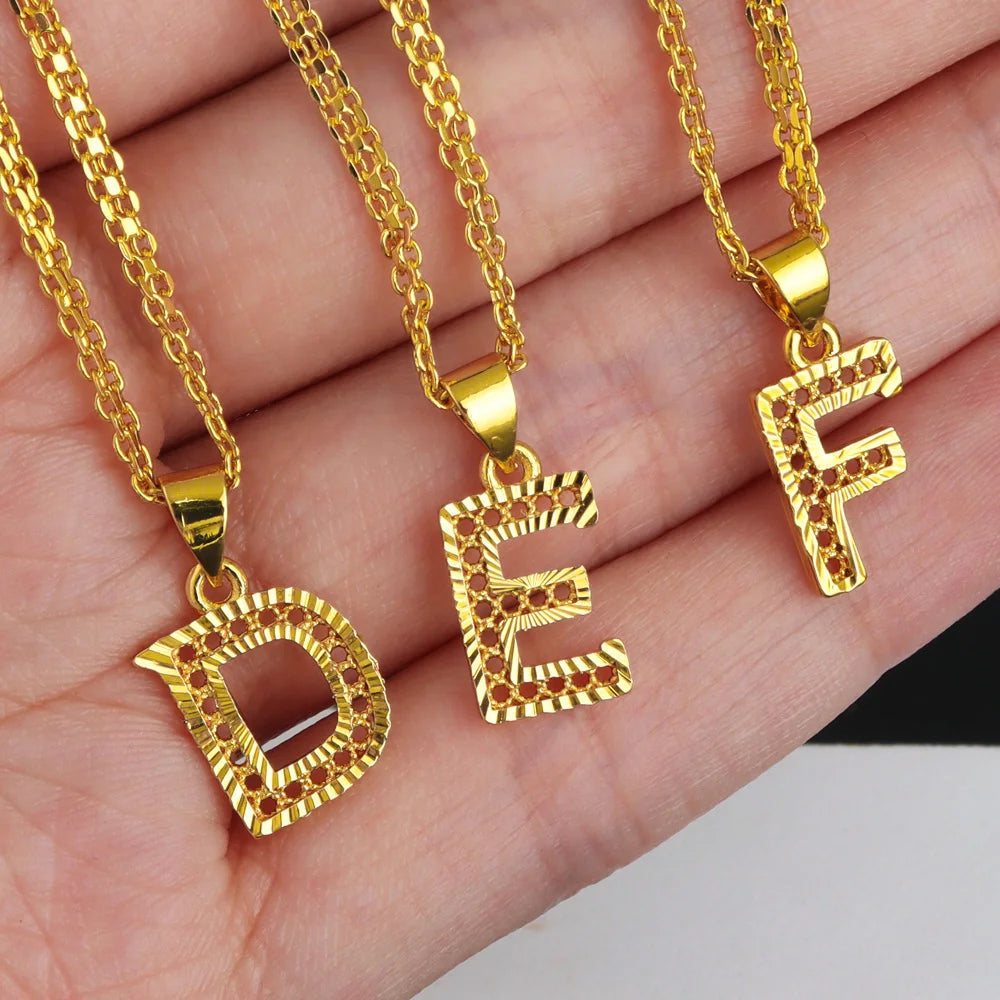 Ghana Trendy Personalize Alphabet A-F Necklace For Women Nigeria Gold Color Custom Jewelry Gift for Holiday Gifts Party Mother’s