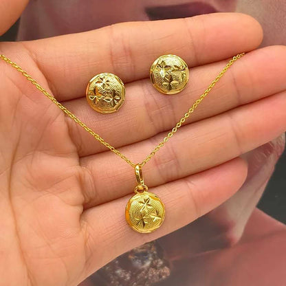 Exquisite Gold Color Jewelry Set for Party Stud Earrings and Pendant Necklace African Bridal Jewelry Set for Engagement Party