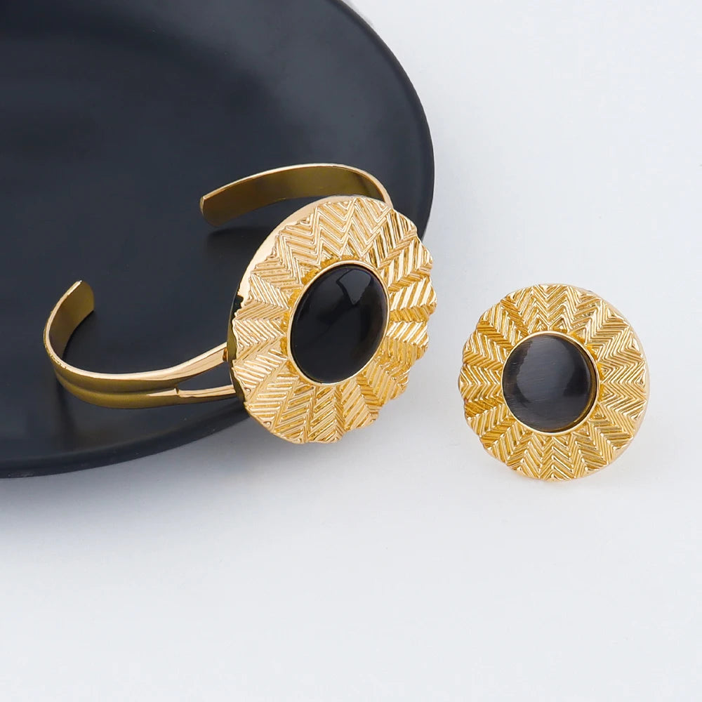 24k gold-plated jewelery sets Simple Round Snake Chain earrings ring necklace bracelet women luxury jewelry Gift set