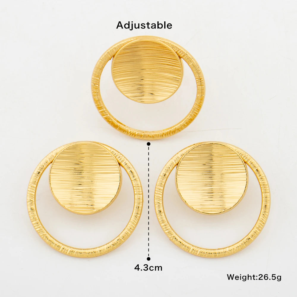 Fashion Earrings and Ring Jewelry Set for Women 18k Gold Color Clip Earrings Finger Ring Set for Engagement Party Accessories