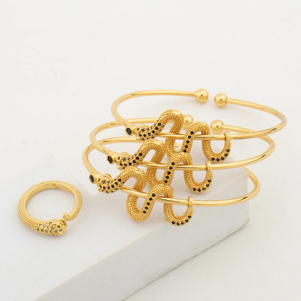 Gothic Snake Finger Bracelet & Ring Set, New Fashion Punk Jewelry for Women, Personality Accessories for Jewelry Gift