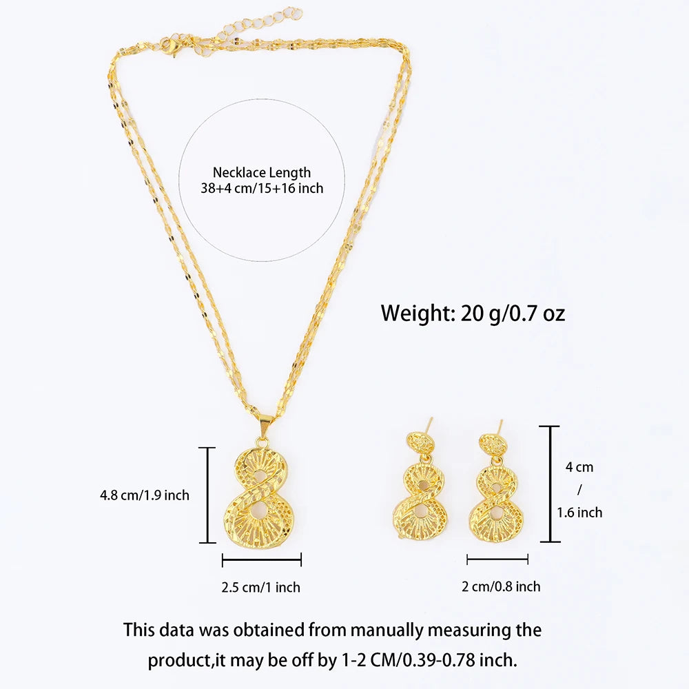 African 24K Gold Plated Necklaces Earrings Jewelry Set For Dubai Indian Nigeria Women Bridal Wedding Party Gift Jewellery