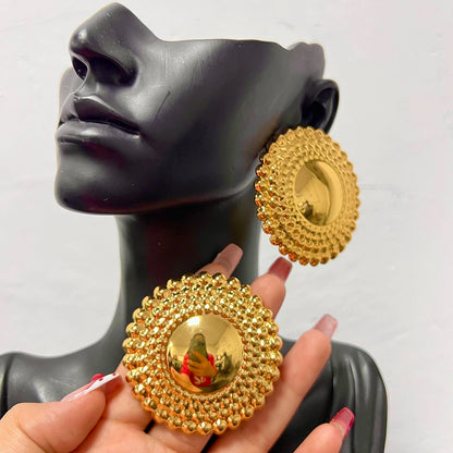 18k Gold Plated earrings jewelry for Woman stainless steel earrings Dubai Bride Engagement Luxury Hoop Earrings Set