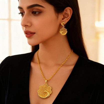 fashion gold jewelry set stainless steel earrings necklaces for women simple Personality gift wedding party Accessories