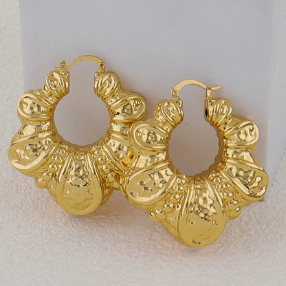 Fashion African Big Earrings Jewelry Sets Gold Color Twisted Exaggerated Irregular Earrings For Wedding Party Trendy Gifts