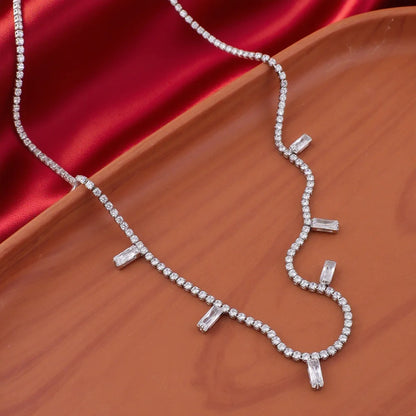 Waterproof Hypoallergenic Colorful Cubic Zirconia Stone Necklace Jewelry Set 18K Gold Plated Women's Necklace Jewelry