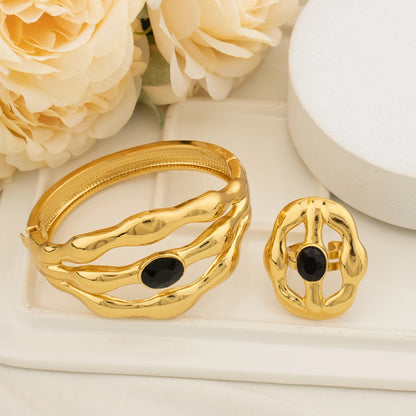 Exquisite Inlaid White Zirconia Bracelet Ring 2 Pieces Fashion Classic Jewelry Sets Banquet Party Birthday Gift Accessories