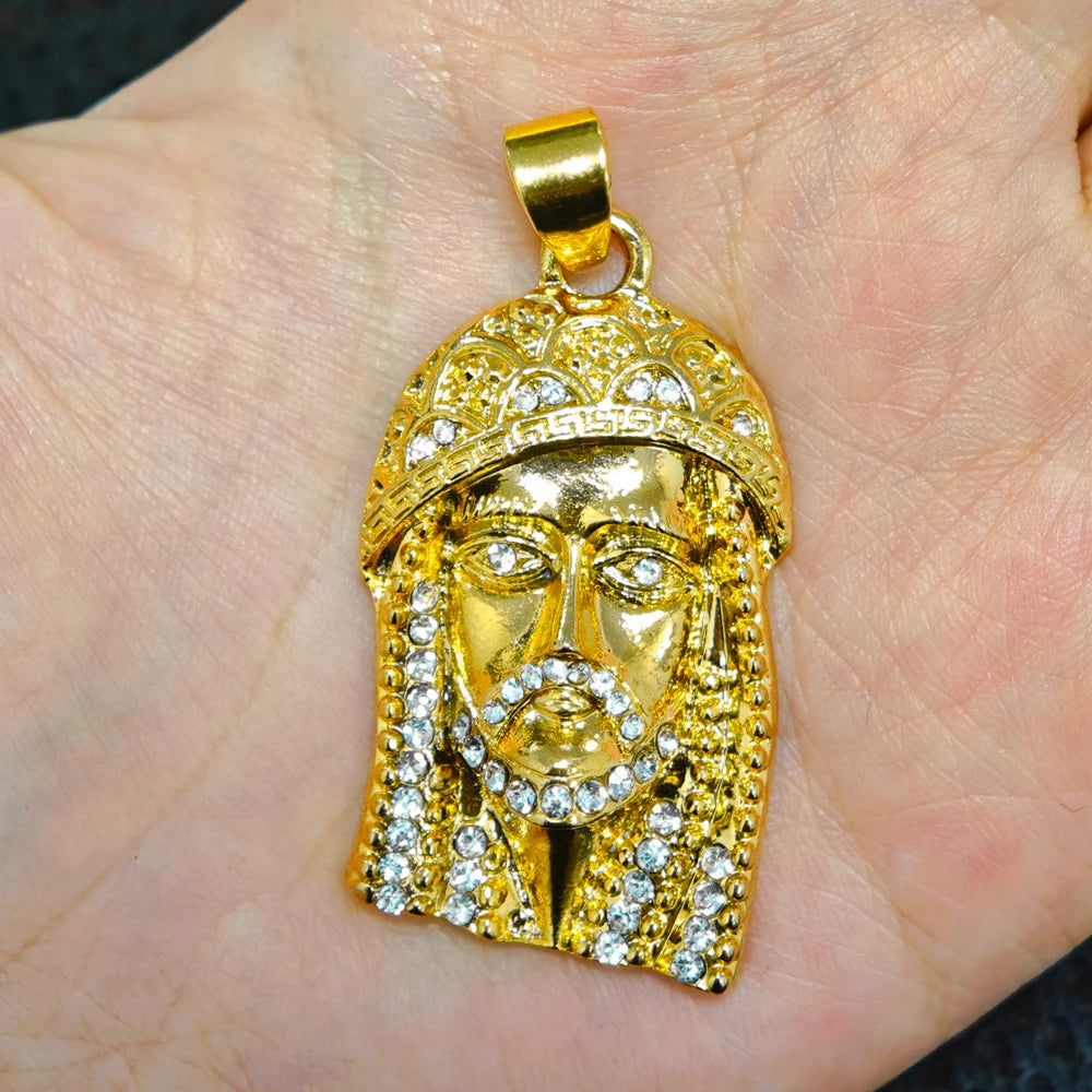 Gold Color God‘s Head Pendant Necklace Apply For Women Man Nigeria Cuban Charm Jewelry Set  Gift For Party Graduate Daily titk