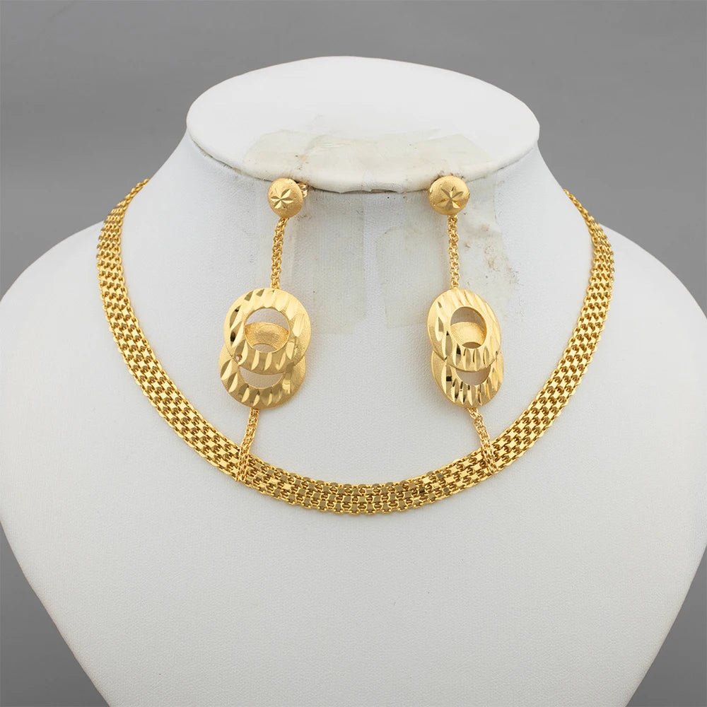 Plated African Wedding Jewelry Set – Fashion Earrings Necklace for Women, Party Gifts jewellery woman earring set
