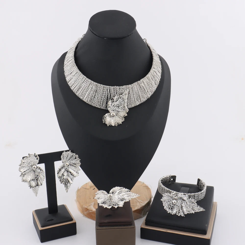 Sets for Women – Dubai Nigerian Indian Bridal Necklace Earrings Ring Bracelet Wedding Party Gift Earring Set