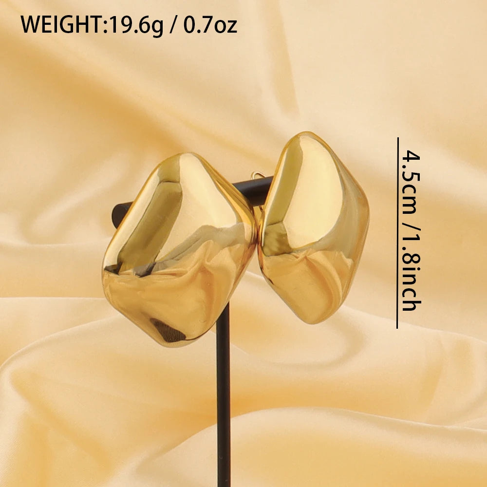 Stainless Steel Square Stud Earrings For Women 18K Gold Plated  Geometric Earring Trendy Weeding Jewelry Accessories Gift