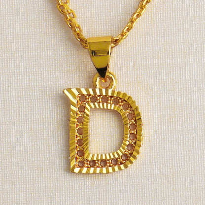 Fashion Gold Plated 26 Initial Letter Pendant A-Z Letters Necklaces English Letter Alphabet Figaro Chains Gold Color Jewelry