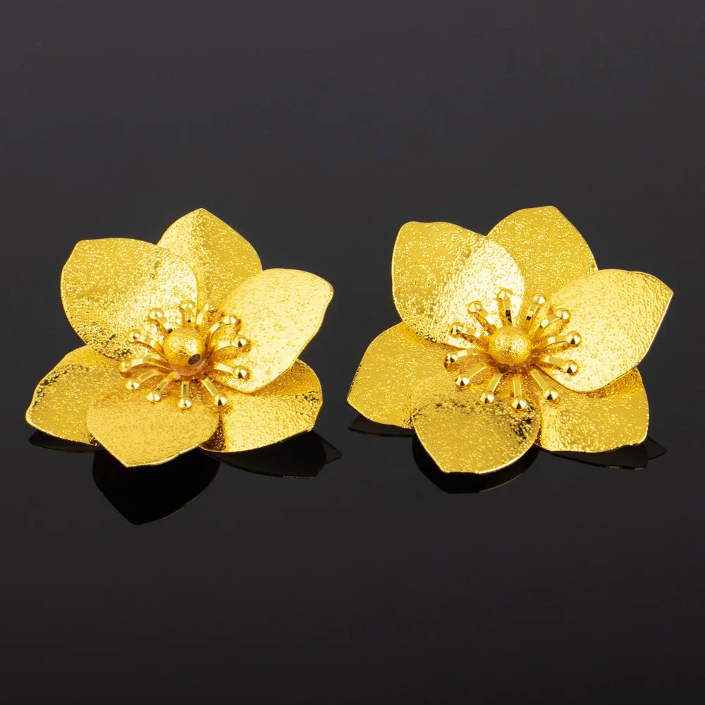 Women's Fashion Trendy Stainless Steel Flower Earrings Vintage Metal Flower Stud Earrings Carnival Party Festival Dressing Gifts