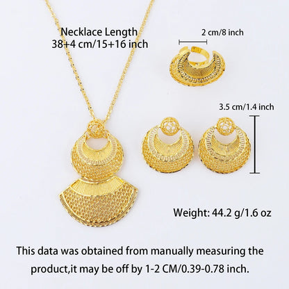 24k gold color party necklace earrings rings set luxury gold jewelry sets for woman wedding party Accessories