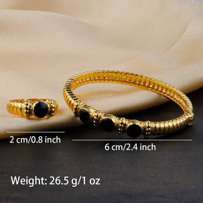 Fashion Multy Colors Personalized 18k gold plated ring and bracelet jewelry set daily wear High Temperament bracelets Girl Gift