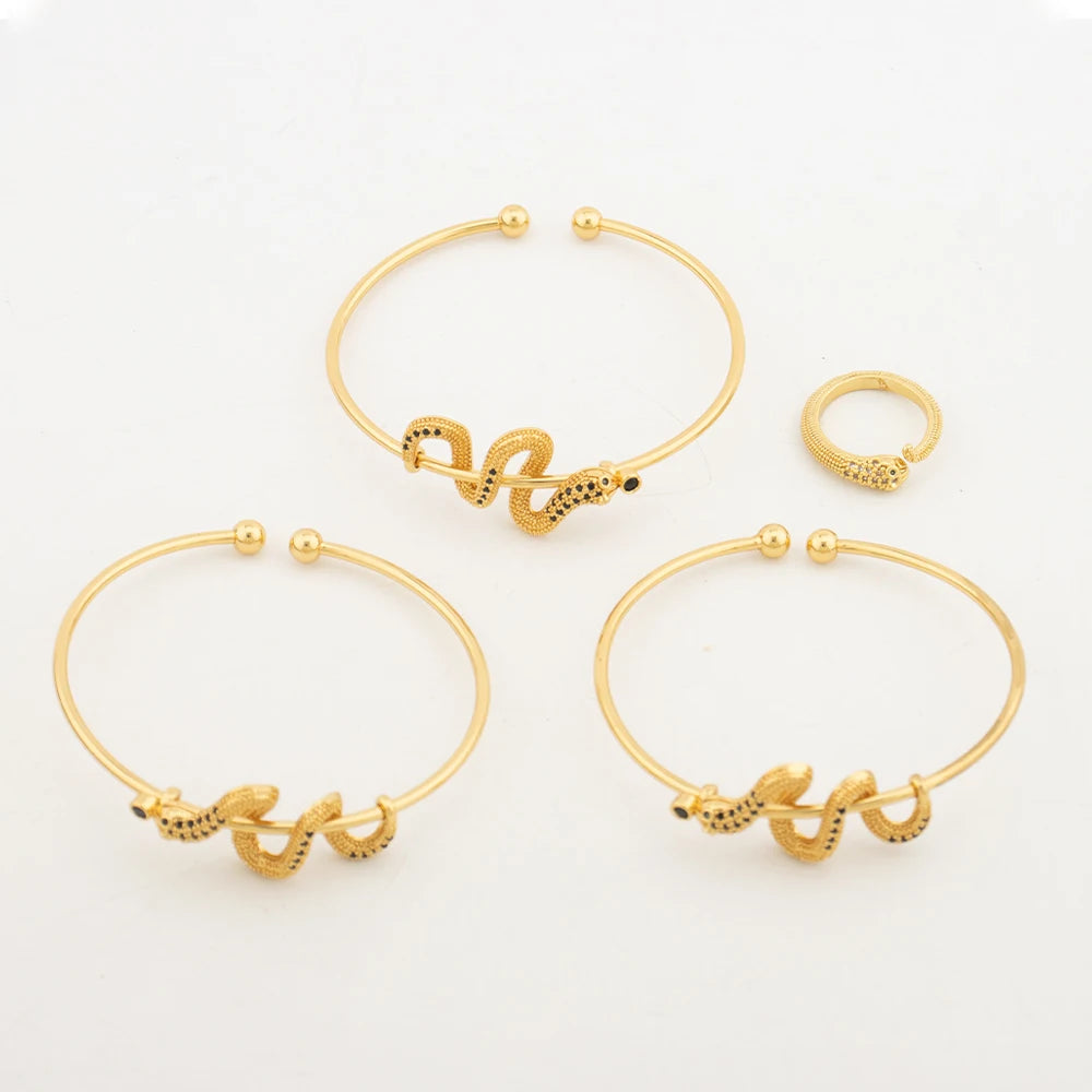 Gothic Snake Finger Bracelet & Ring Set, New Fashion Punk Jewelry for Women, Personality Accessories for Jewelry Gift