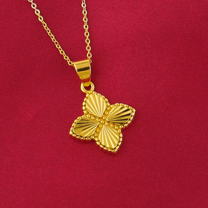 Color Lucky Clover Pendant Necklace & Earrings Set for Women, Fine Stainless Steel Jewelry Gift for Wedding Party, Eleg