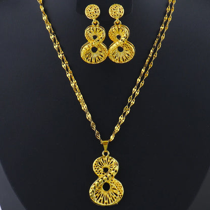 African 24K Gold Plated Necklaces Earrings Jewelry Set For Dubai Indian Nigeria Women Bridal Wedding Party Gift Jewellery