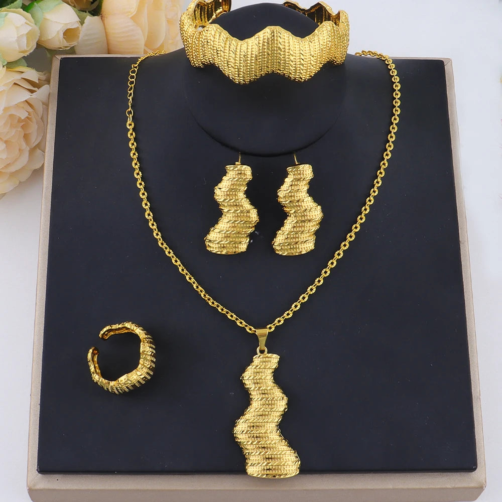 girls jewelry set dubai 24K gold Plated jewelry set for women Waterproof Beach Party Jewelry Summer back to school