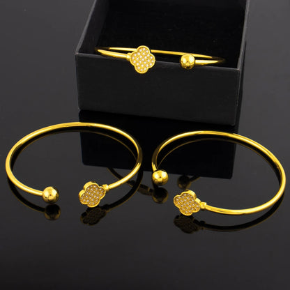 New Design Classic Luxury Stainless Steel Shiny Zircon Clover Bracelets Elegant Temperament For Women's Daily Wear Jewelry Gifts