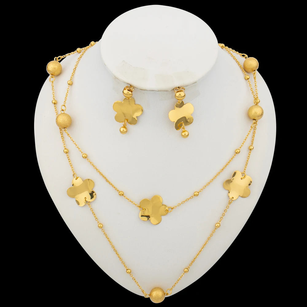 Fashion Jewelry Set for Women Twinkle Star Design Long Chain Necklce and Earrings Gold Plated Copper Waist Jewelry Accessories