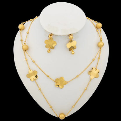 Fashion Jewelry Set for Women Twinkle Star Design Long Chain Necklce and Earrings Gold Plated Copper Waist Jewelry Accessories