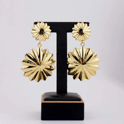 New Trendy Luxury Earrings Necklace Ring Bangle For Women Sun Shape Jewelry Sets For  Wedding Party Dubai Bridal Banquet Gift