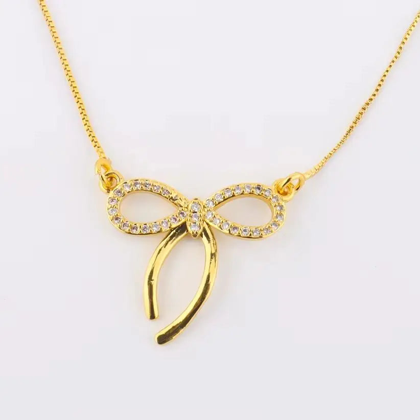France Bow-Shape Earrings & Necklace Set for Women, Exquisite Valentine’s Day Party Gift, Elegant Jewelry Women Set