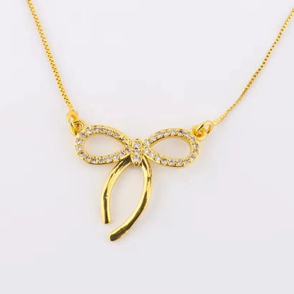 France Bow-Shape Earrings & Necklace Set for Women, Exquisite Valentine’s Day Party Gift, Elegant Jewelry Women Set