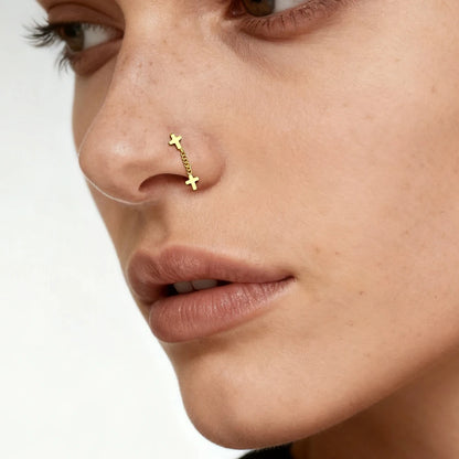 Nose Rings for Women 316L Stainless Steel Nostril Hoop Nose Ring Studs Fashion Body Cross Nose Piercing Jewelry Set
