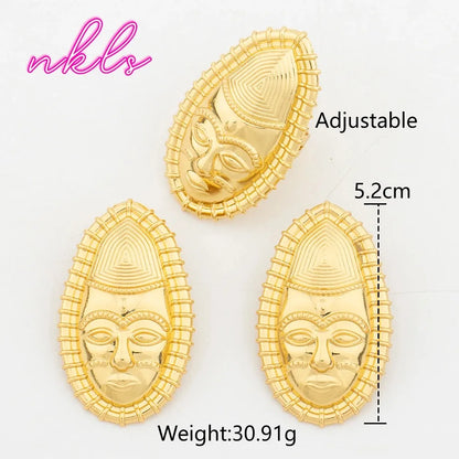 Fashion Gold Color Jewelry Set for Women Nigeria Dubai  Irregular Design Tassel Earrings Multicolour Zircon Ring for Party
