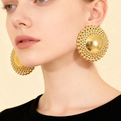 18k Gold Plated earrings jewelry for Woman stainless steel earrings Dubai Bride Engagement Luxury Hoop Earrings Set