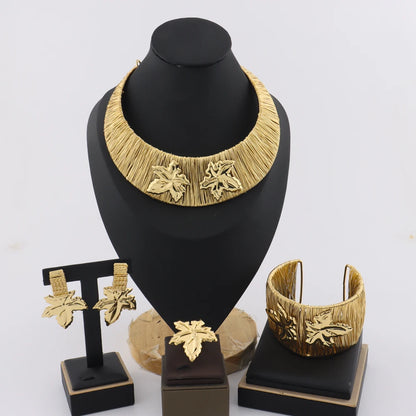 Dubai Jewelry Sets for Women, Nigerian Indian Bridal Necklace Earring Set Party Gift Jewellery Woman Accessories
