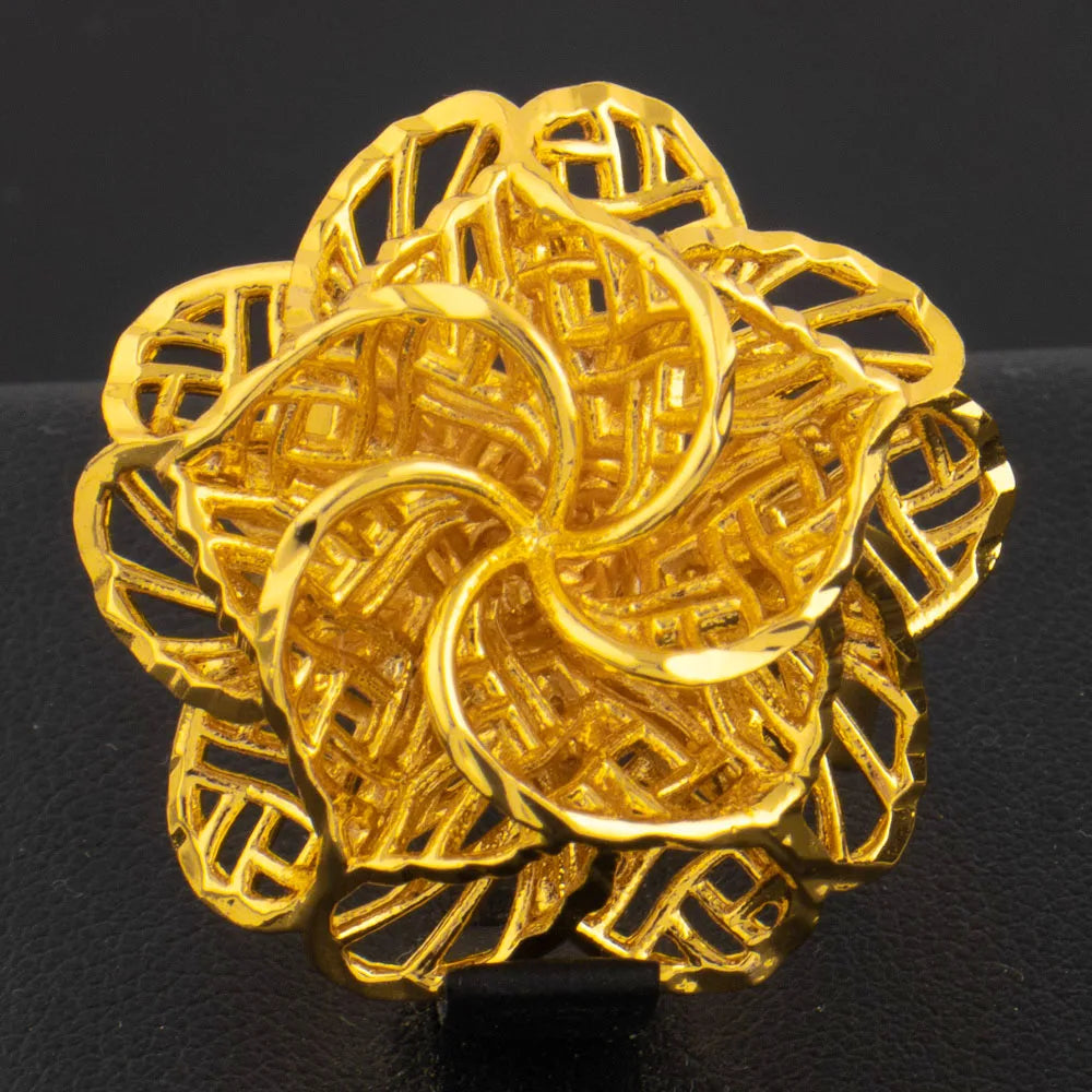 Ethiopia Arab Dubai Gold Plated Rings For Women Resizable 18K Gold Plated Jewelry For Wedding And Party Gifts