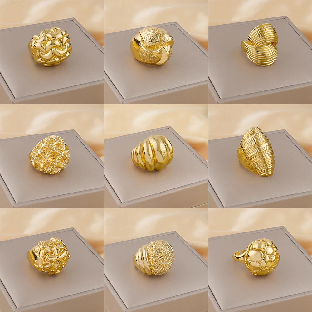 Minimalist Style Ring 18K Gold Plated Simple Titanium Rings for Women Gold Color Never Fade Luxury Classic rings Trendy Gift