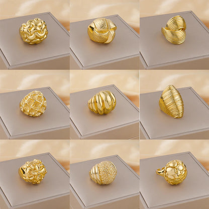 Minimalist Style Ring 18K Gold Plated Simple Titanium Rings for Women Gold Color Never Fade Luxury Classic rings Trendy Gift